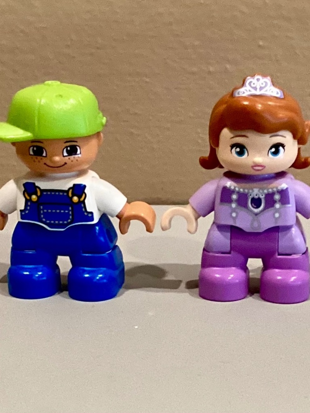 Lot of 2 LEGO Duplo Minifigures Disney Princess Sofia & Boy in Overalls and Cap
